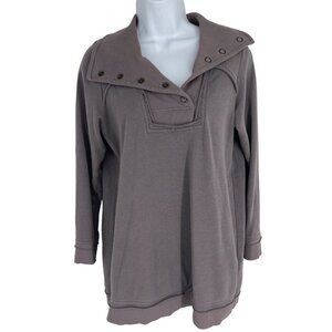 Soft Surroundings Vintage Wash Long Sleeve Snap Shawl Collar Tunic Size Petite S